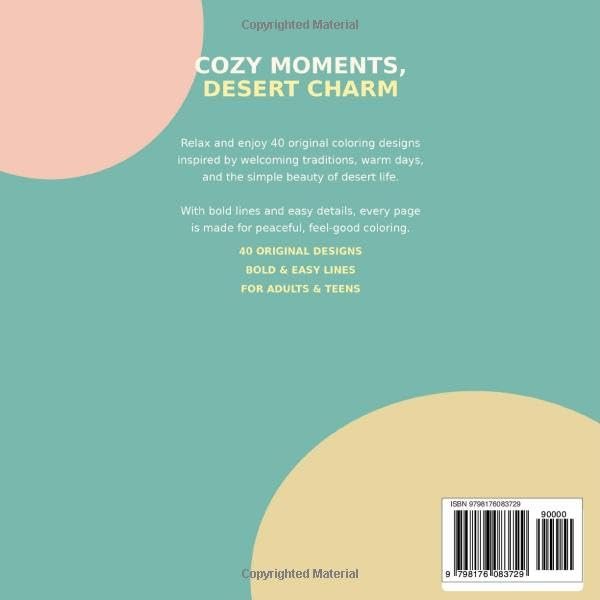 Cozy Desert Days: Bold & Easy Coloring Book Back Cover Synopsis and Reviews