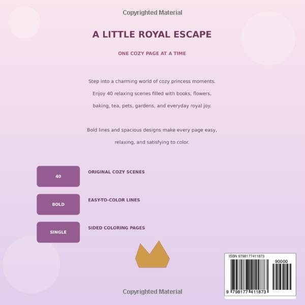 Cozy Princess Moments: An Easy & Relaxing Coloring Book Back Cover Synopsis and Reviews