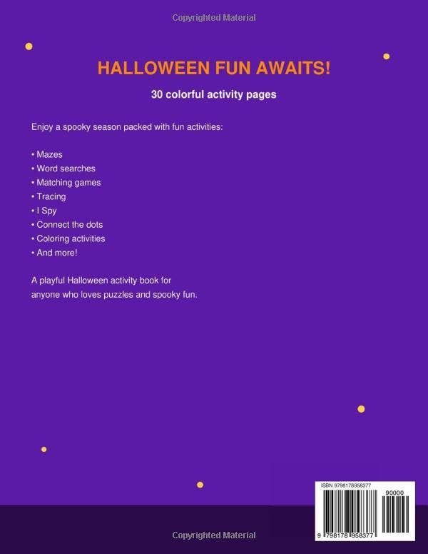 Halloween Activity Book for Kids Back Cover Synopsis and Reviews